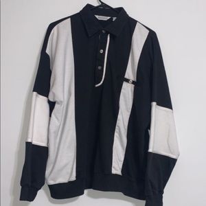 VINTAGE Black/White Long Sleeve Polo Shirt